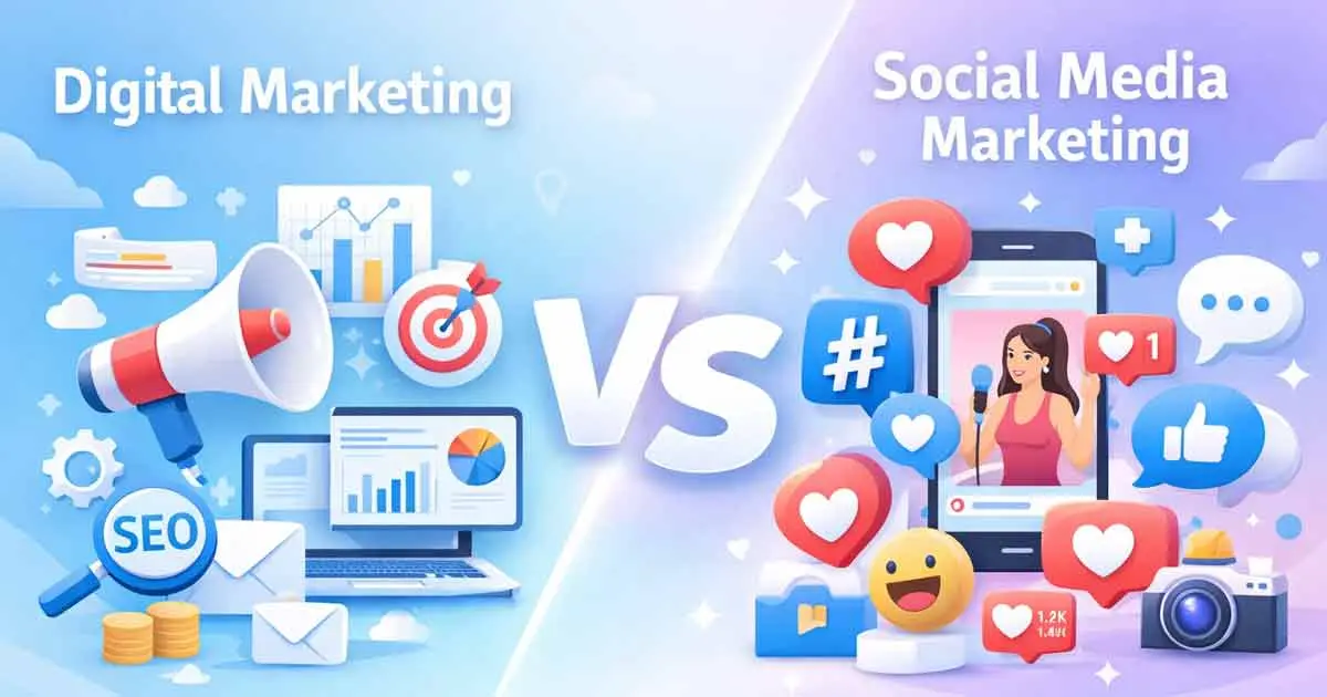 digital marketing vs social media marketing